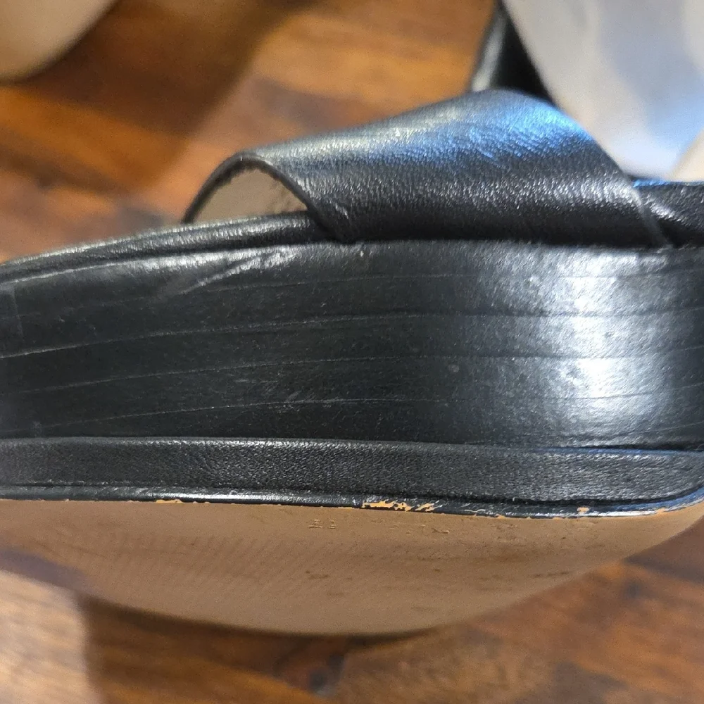 Michael Kors Black Leather Ankle Strap Heeled Sandals - Picture 3 of 11